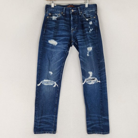 Abercrombie & Fitch Blue Distressed Straight Jeans - Picture 3 of 16
